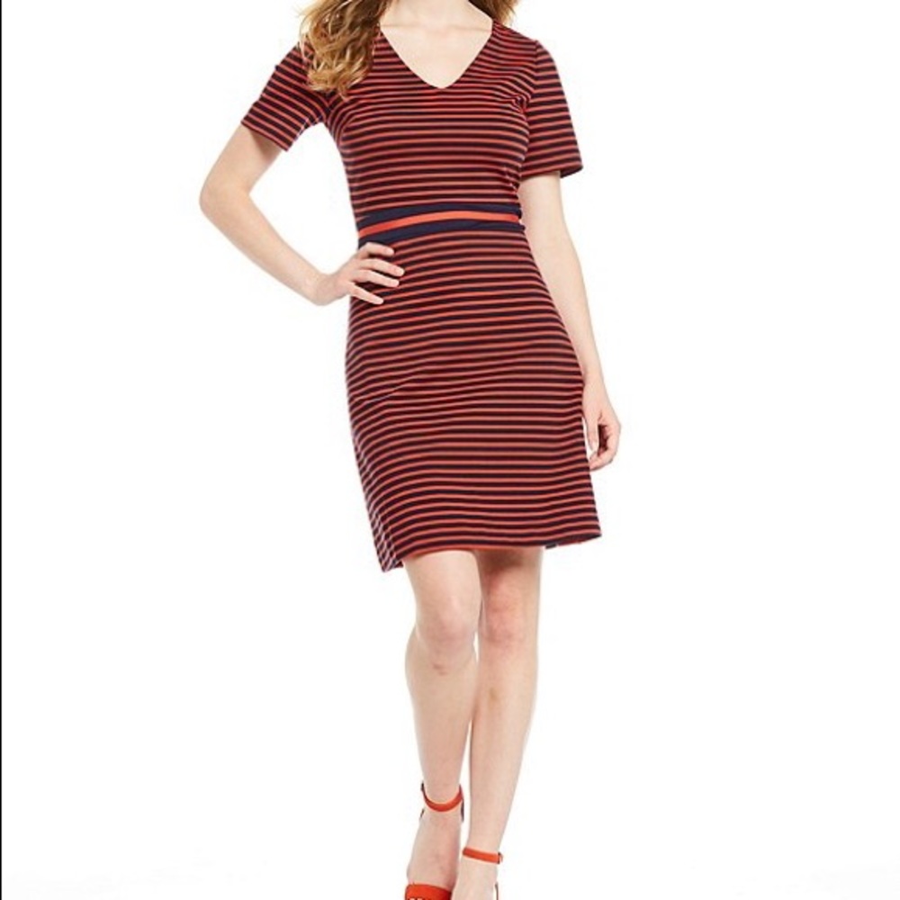 Draper James stripe ponte‎ A-line dress v neck